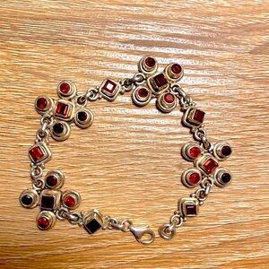 Crafted Artisan Sterling silver bracelet garnet stones